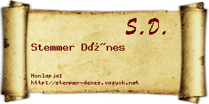 Stemmer Dénes névjegykártya