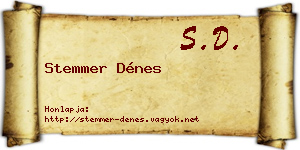 Stemmer Dénes névjegykártya